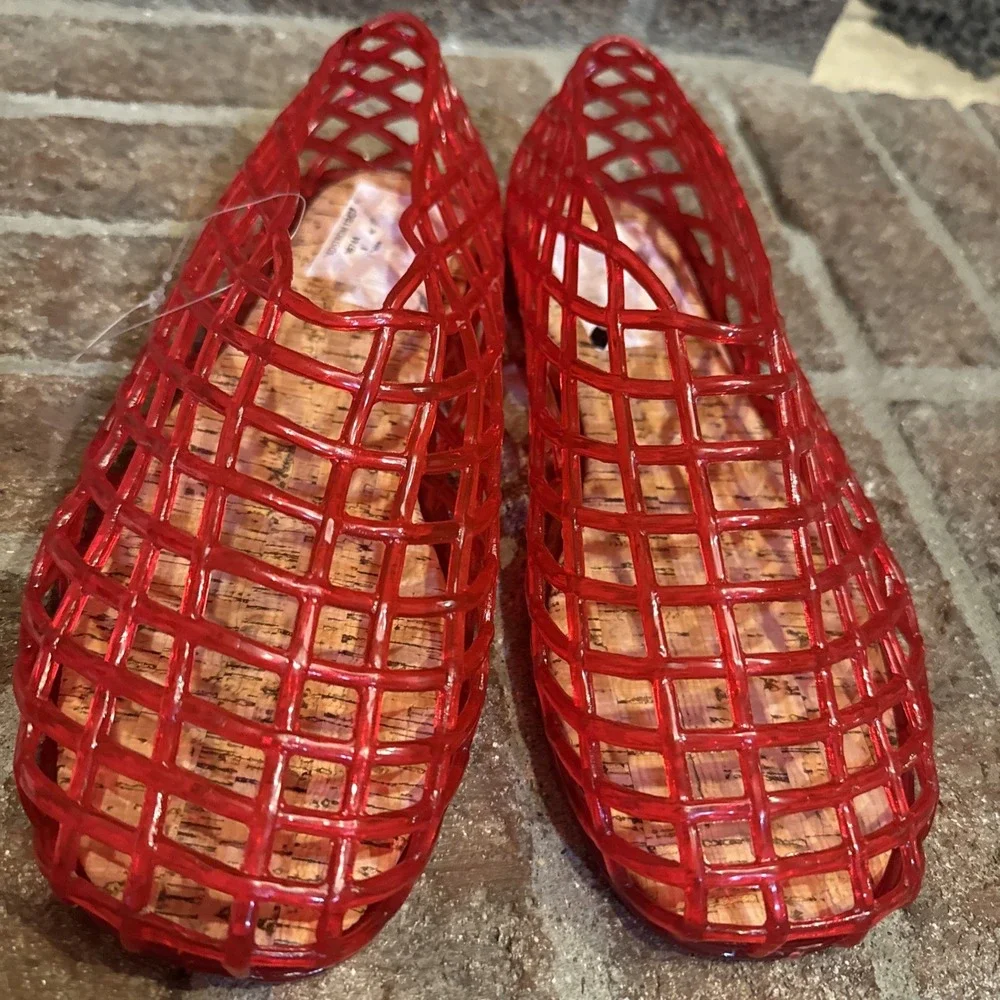 MIA Womens Darleene Jelly Mesh Slip On Flat Open Grid Rubber Shoes Red Sz 8 #563 - Picture 15 of 16
